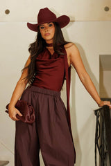 Satin Halter Scarf Tank
