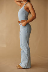 Aldean Belted Denim Jumpsuit
