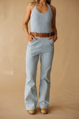 Aldean Belted Denim Jumpsuit