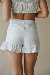 Beige Striped Gemstone Shorts