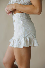 Beige Striped Gemstone Shorts
