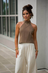 Business In The Front Halter Top