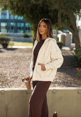 Cream Oversized Hoodie Jacket