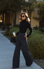 Dark Grey Linen Fold Over Pants