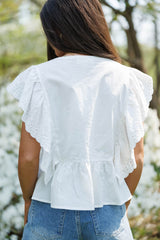 Eyelet Ruffled Poplin Blouse