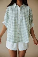 Sage Gingham Stripe Blouse