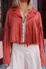 Festive Fringe Faux Suede Jacket