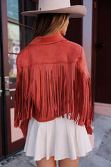Festive Fringe Faux Suede Jacket
