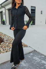Floral Lace Flared Pants