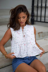 Floral Pleated Tie Top