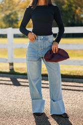 Folded Wide Leg Denim