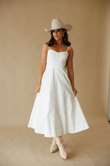 White Bustier Flare Midi Dress