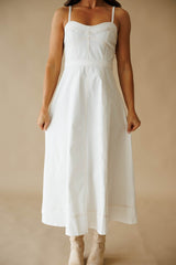 White Bustier Flare Midi Dress