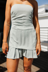 Seafoam Pleated Mini Dress