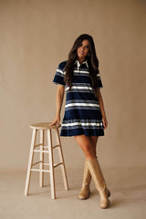 Navy Striped Rugby Mini Dress