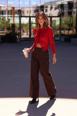 Leopard Print Denim Track Pants