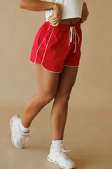 Red Sport Poplin Shorts