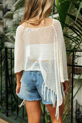 Fringe Hem Poncho Top