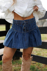 Denim Pintuck Skirt