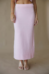Pink Ribbed Sweater Midi Skirt