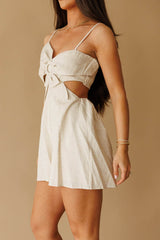 Linen Flower Top Romper