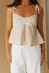 Linen Shoulder Tie Top