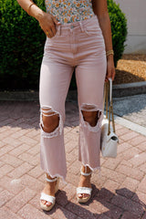 Mauve Crop Flare Denim