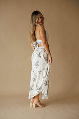 Natural Floral Linen Dress