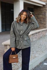 Olive Waist Tie Barn Jacket