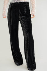 Black Straight Leg Velvet Pants