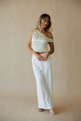 Satin Ruched One Shoulder Top