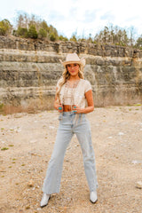 Snap Up Wide Leg Denim
