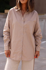 Taupe Poplin Button Down