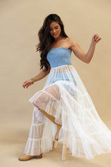 Chambray Tulle Top