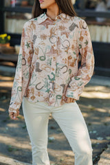 Western Print Button Down Shirt