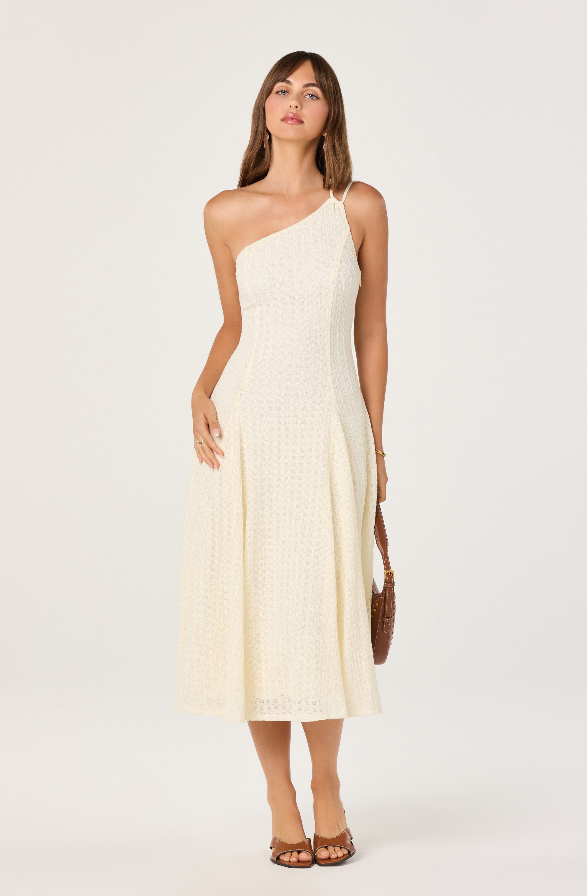 Nola One-Shoulder Knit Midi Dress