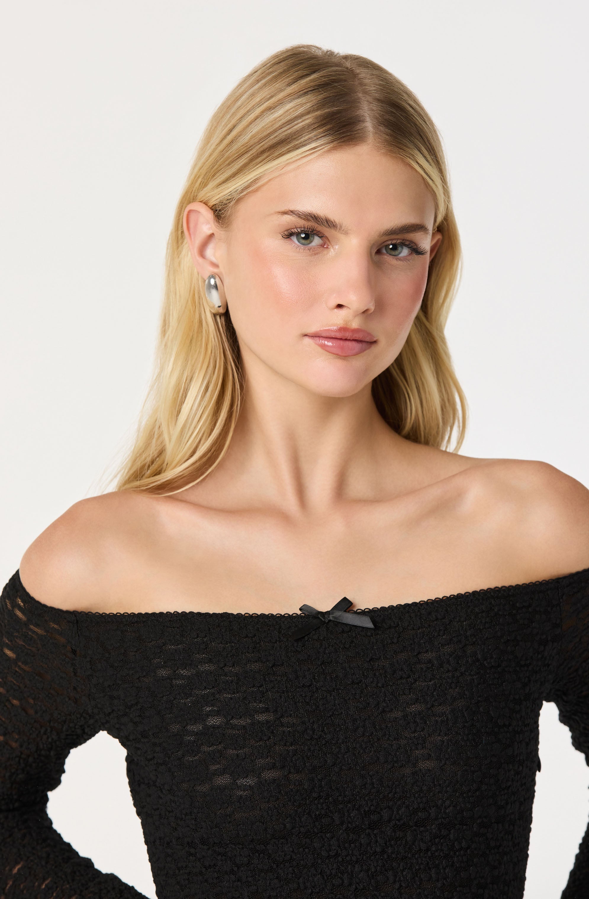 Off Shoulder Mixed Media Dress