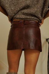 Out Late Leather Mini Skirt