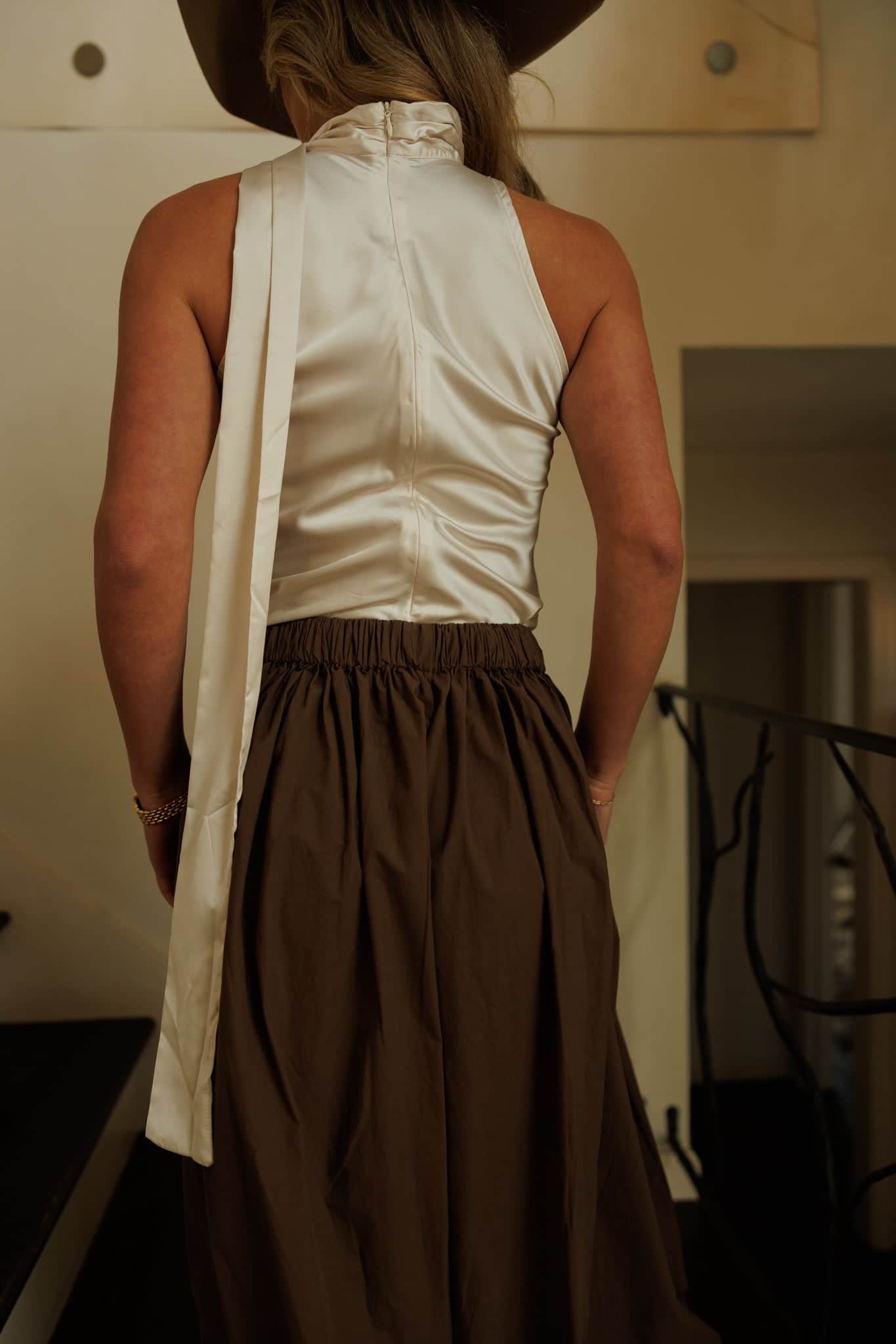Satin Halter Scarf Tank
