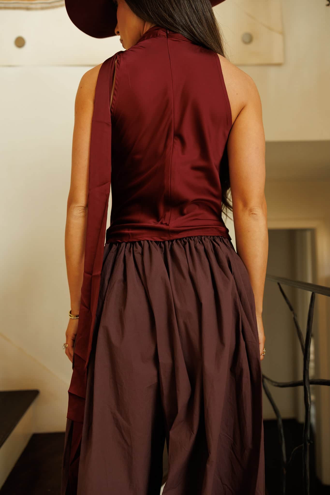Satin Halter Scarf Tank