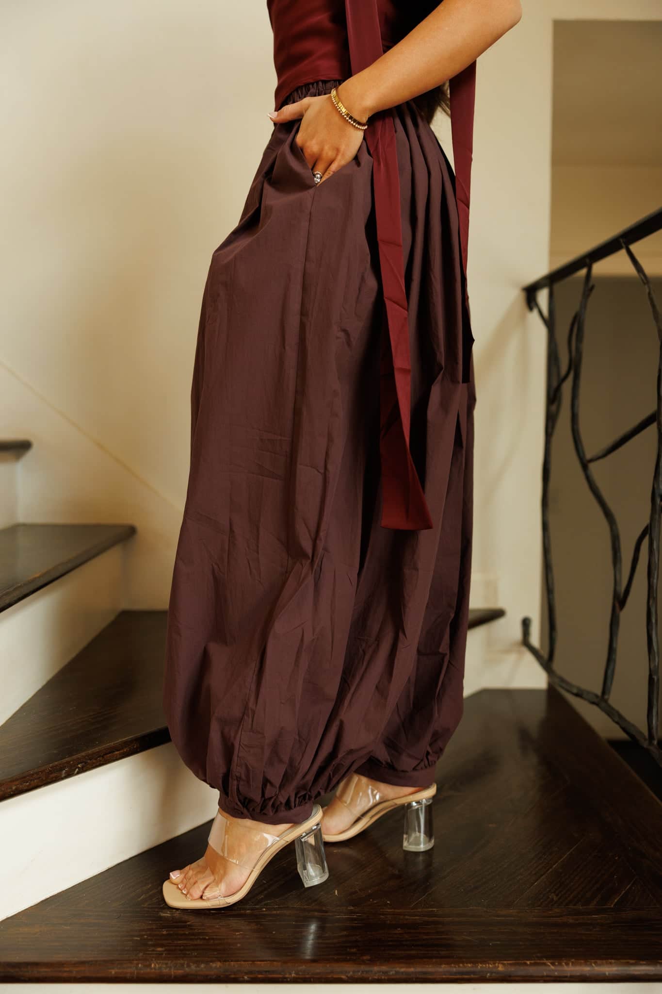 Woven Balloon Harem Pants