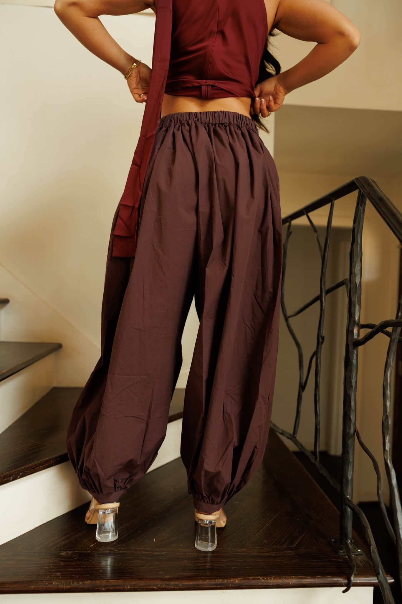 Woven Balloon Harem Pants