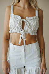 Beige Striped Gemstone Top