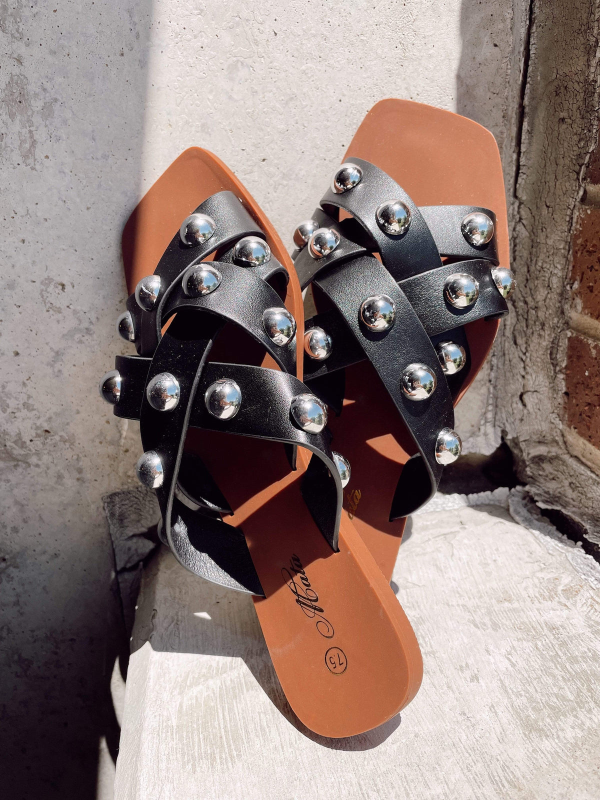 Black Jordyn Studded Sandal