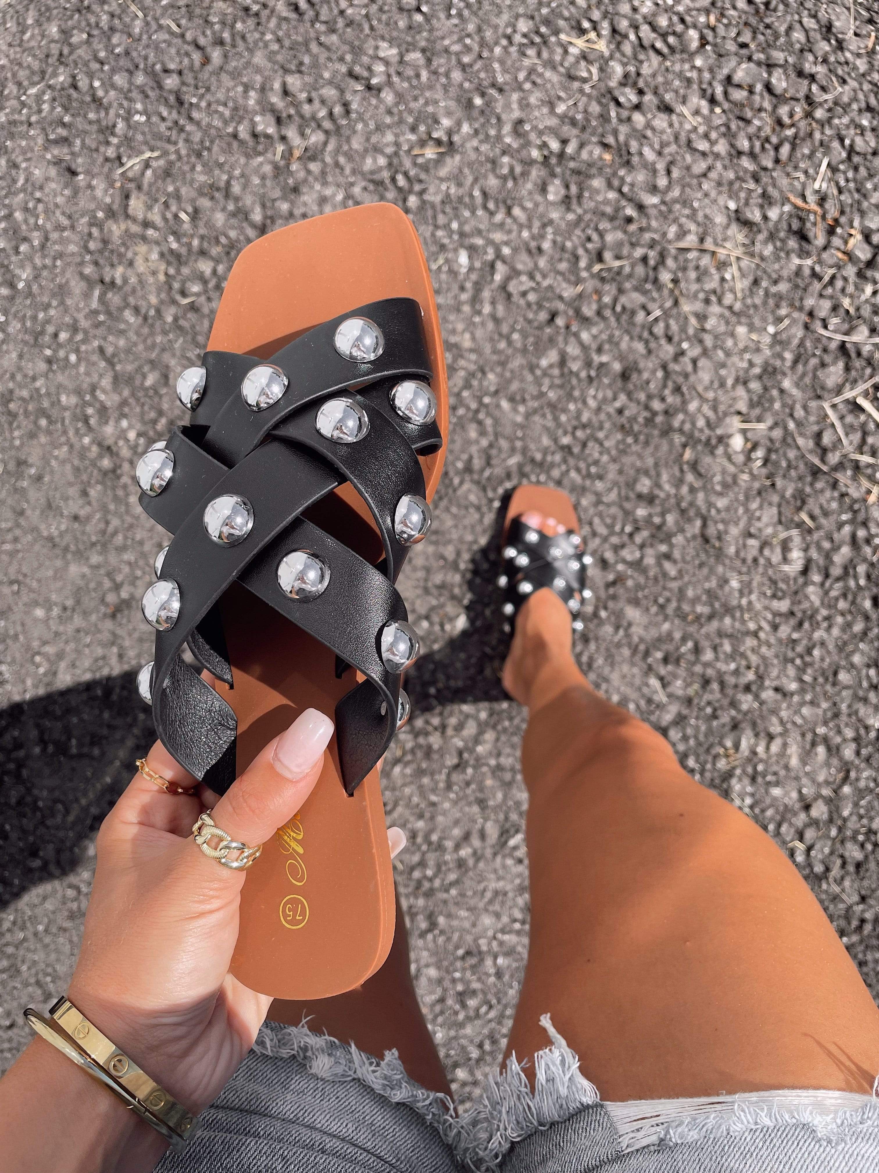 Black Jordyn Studded Sandal