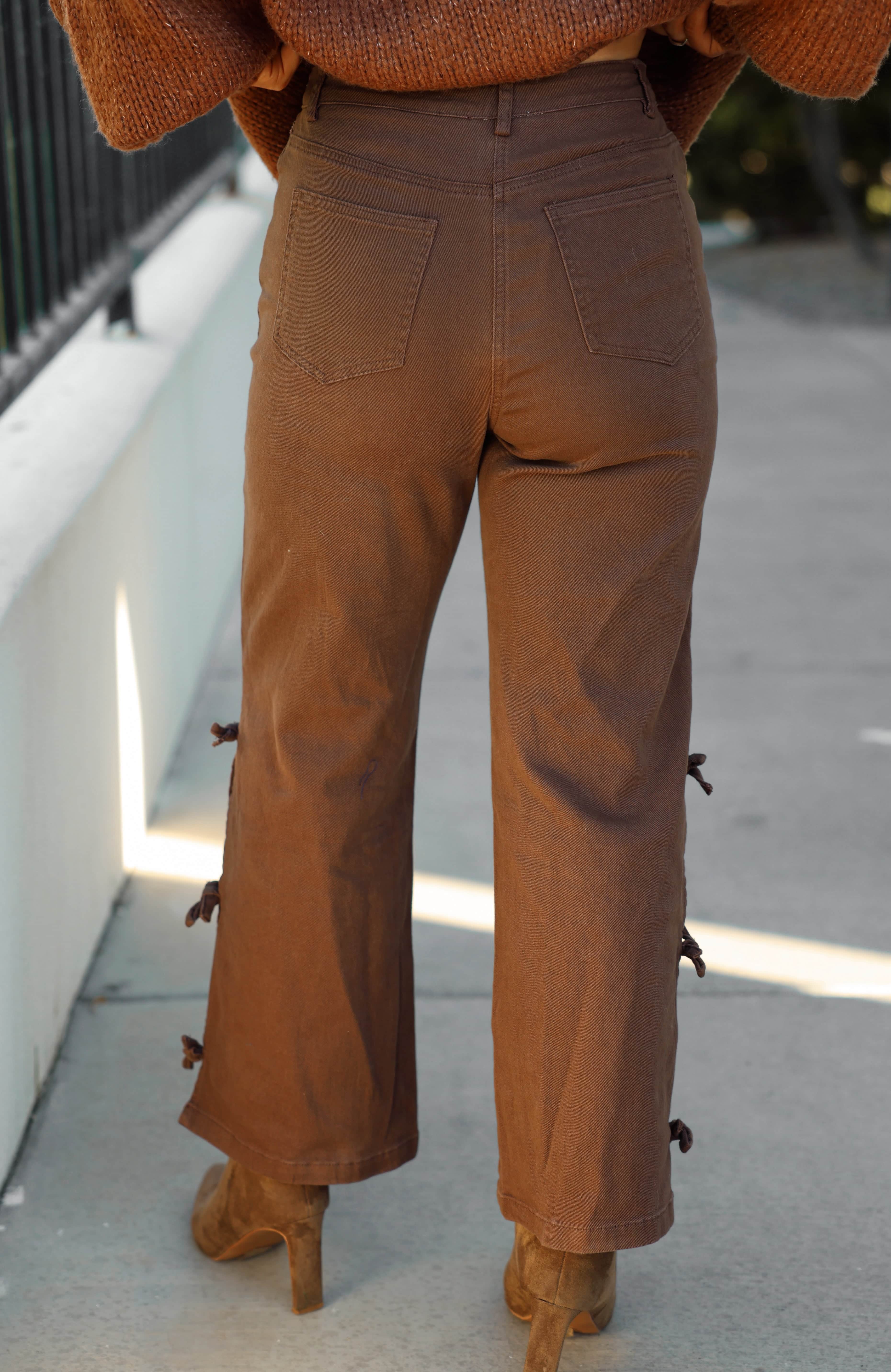 Brown Bow Detail Pants