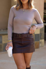 Burgundy Belted Skirt