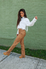 Camel Studded Leather Pants