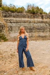 Chambray Halter Jumpsuit