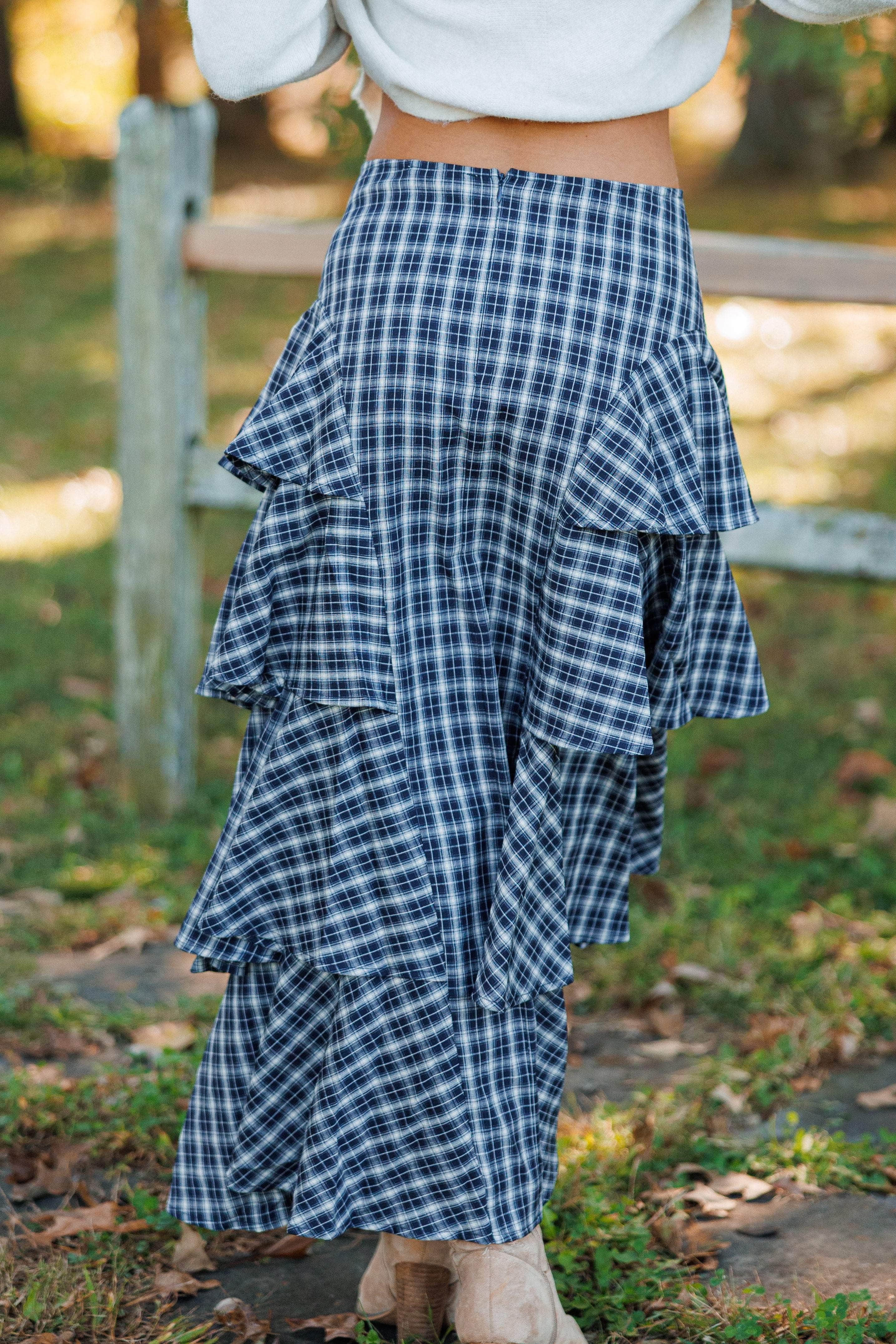 Chateau Check Maxi Skirt